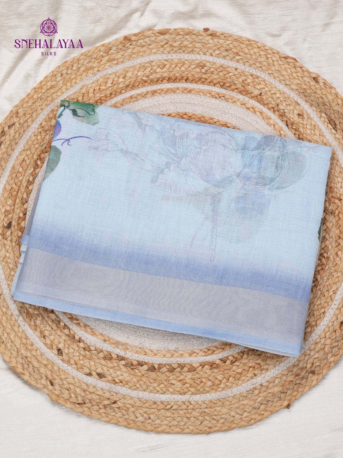 Pastel Blue Linen Saree