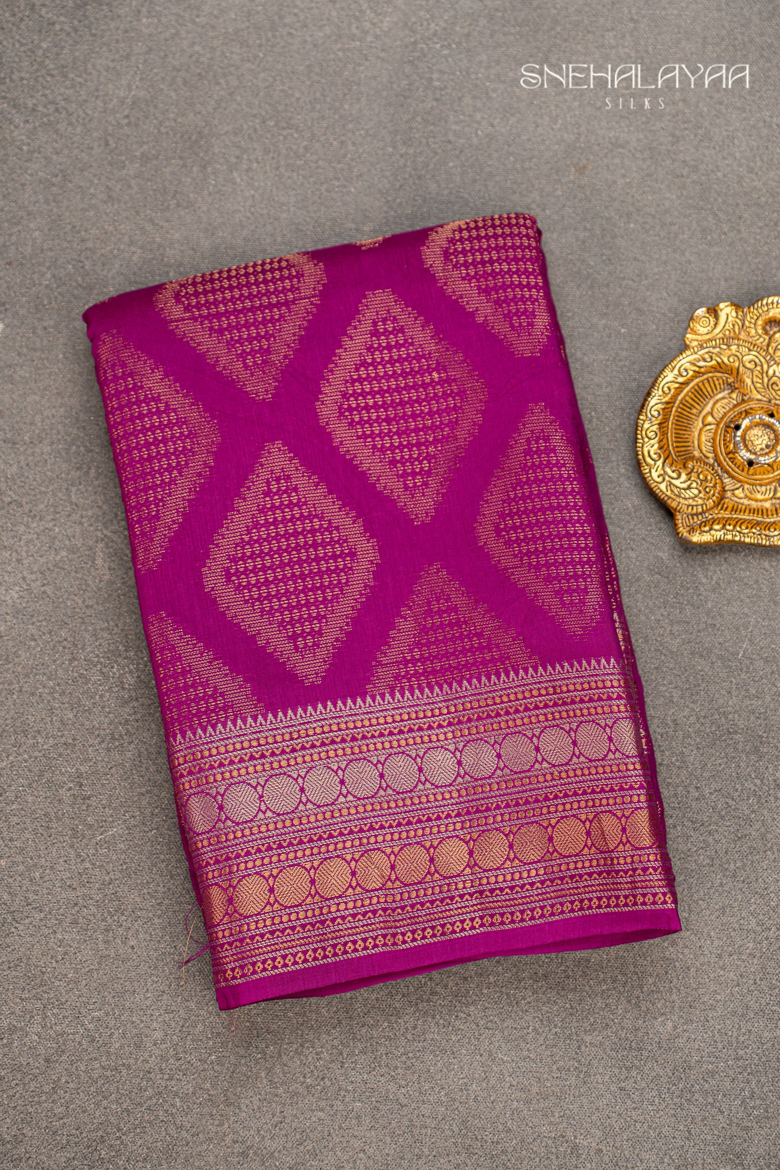 Magenta Purple Chinon Silk Saree