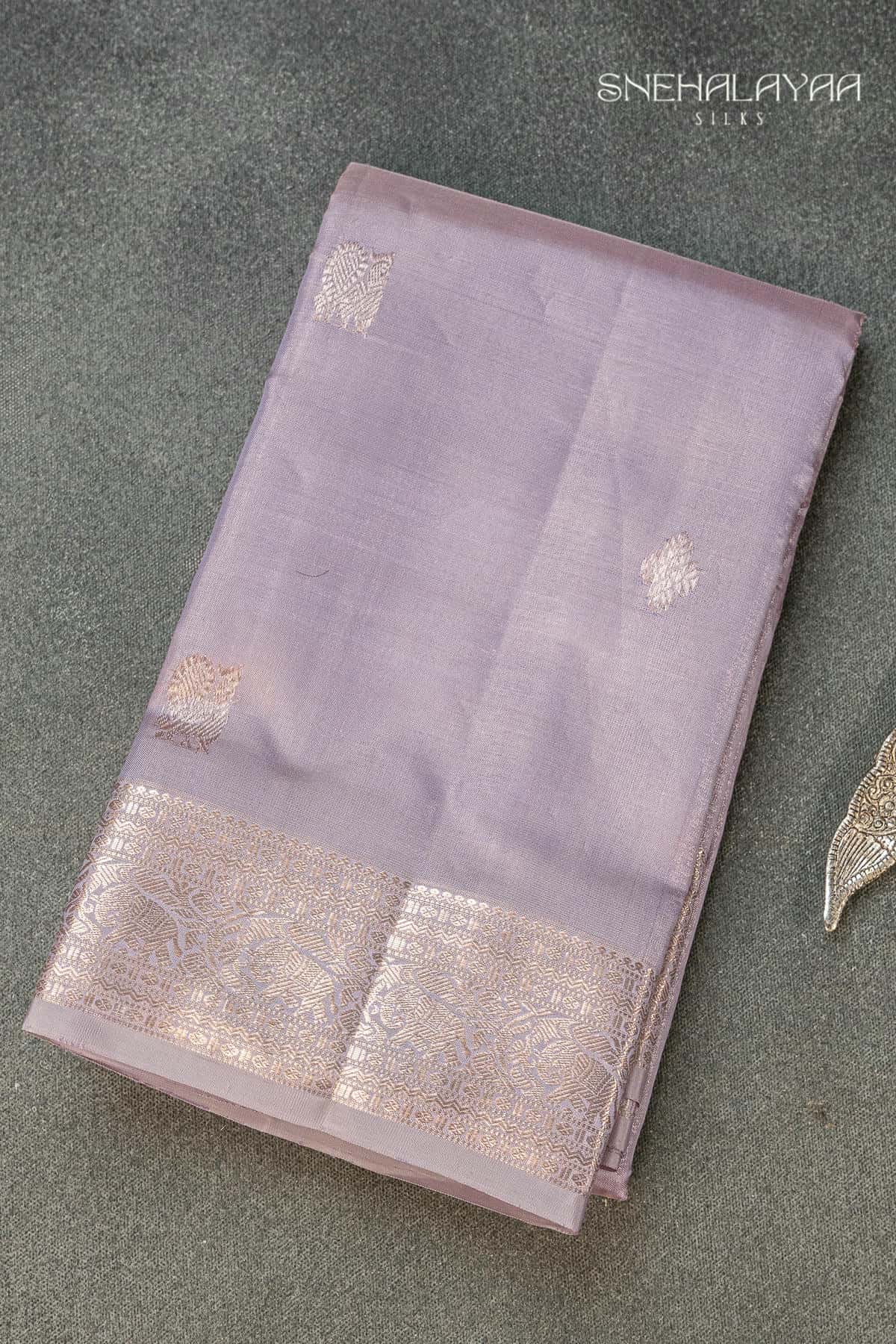 Pale Lavender Kancheevaram Silk Sare