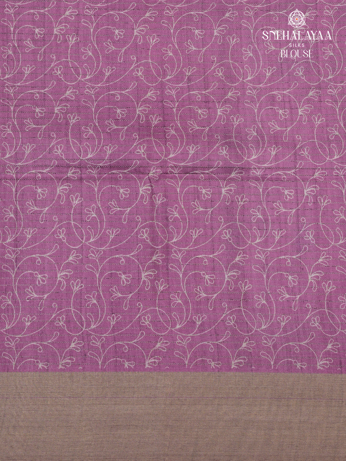 Mustard Floral Printed Tussar Saree