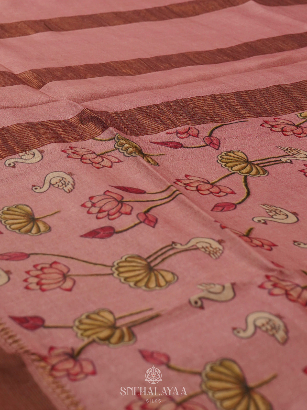 Pink Tussar Saree
