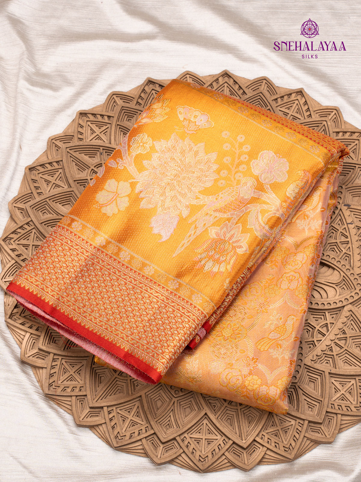 Saffron Kanjivaram Silk Saree
