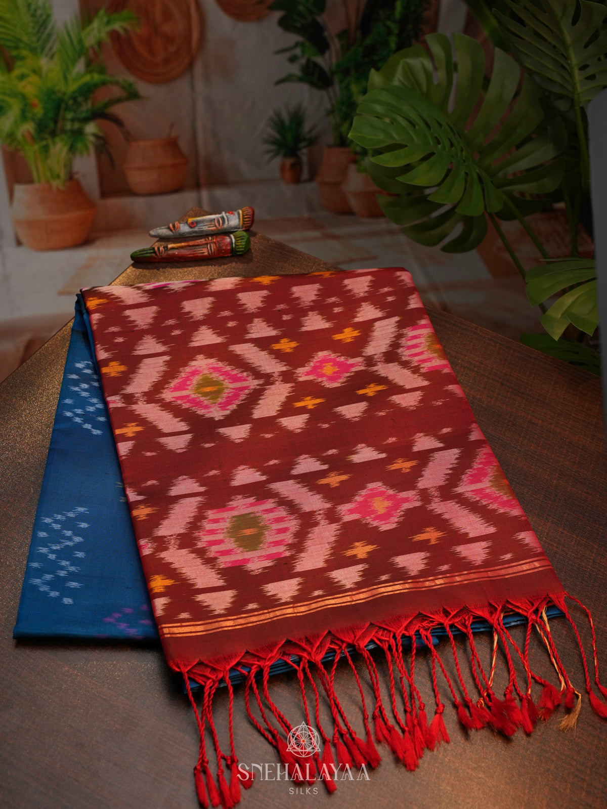 Blue Ikat Soft Silk Saree