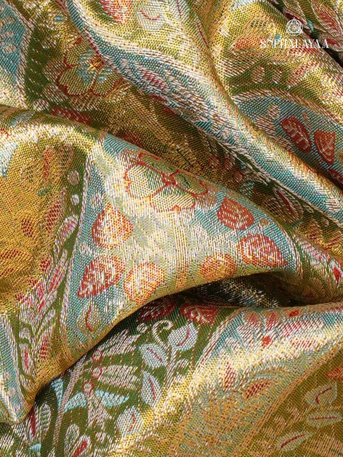 Golden Kanjivaram Tissue Silk Saree