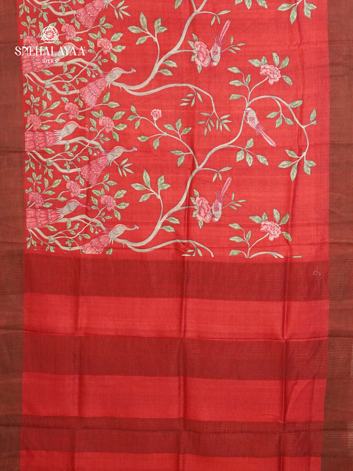 Maroon Tussar Saree