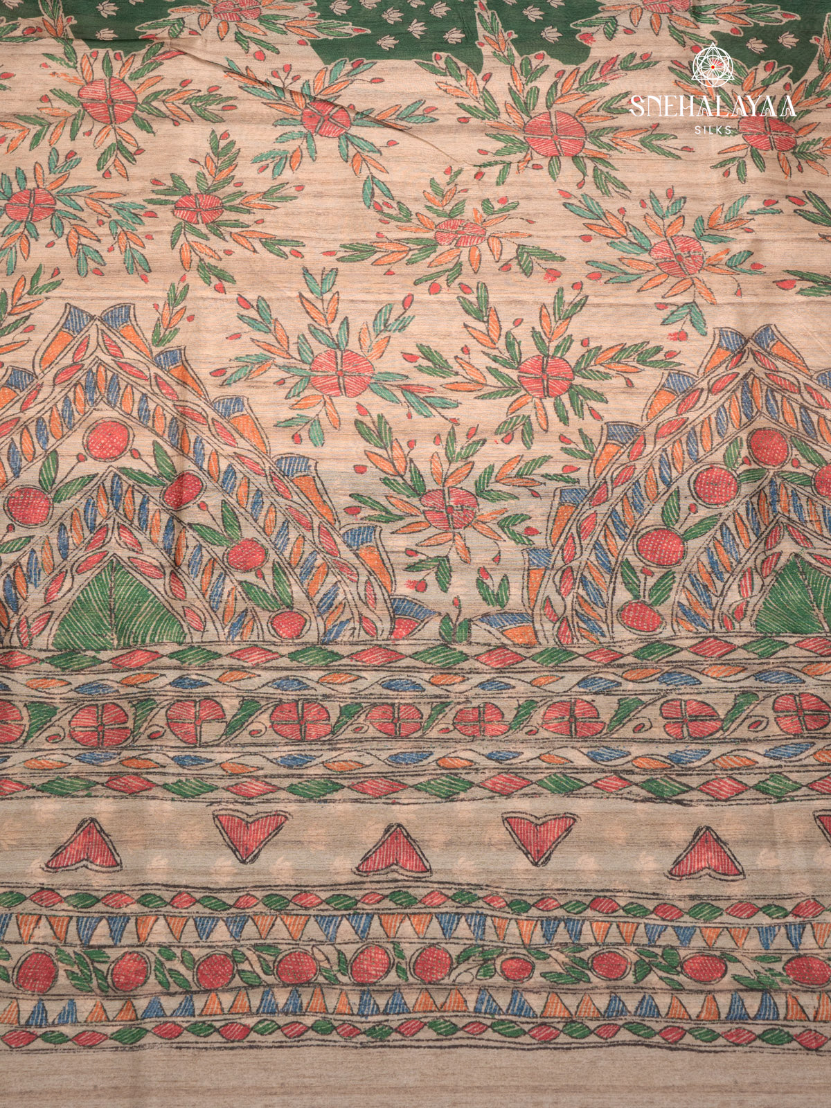 Forest Green Munga Tussar Saree