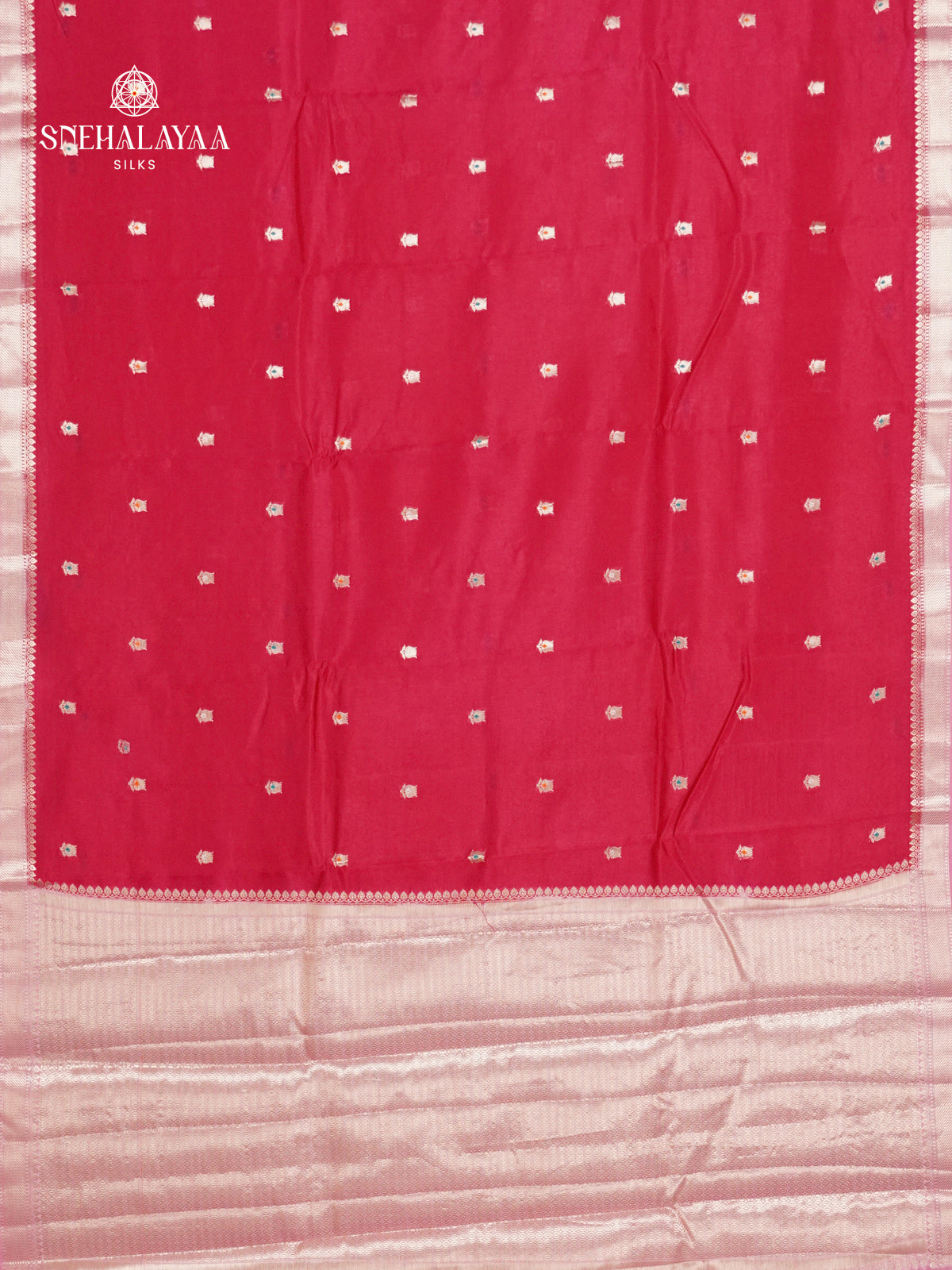 Cherry Red Banaras Dupion Silk Saree
