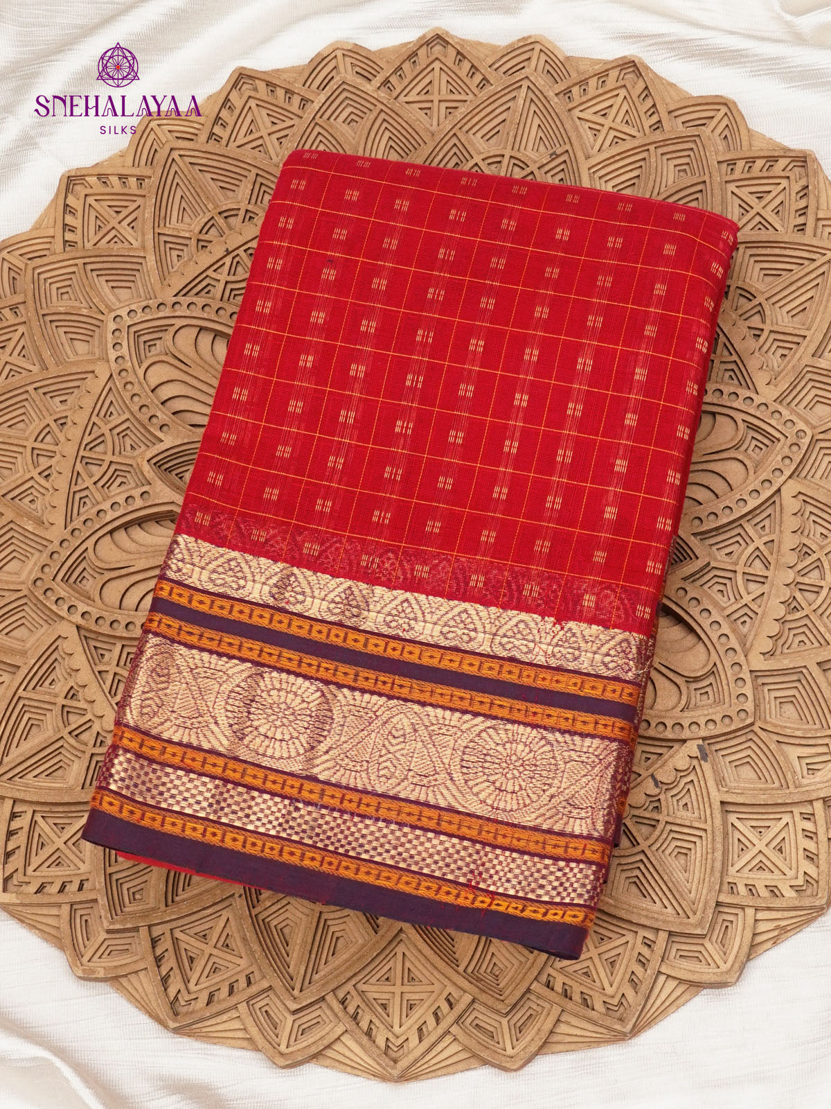 Crimson Red Pure Kanchi Cotton Saree