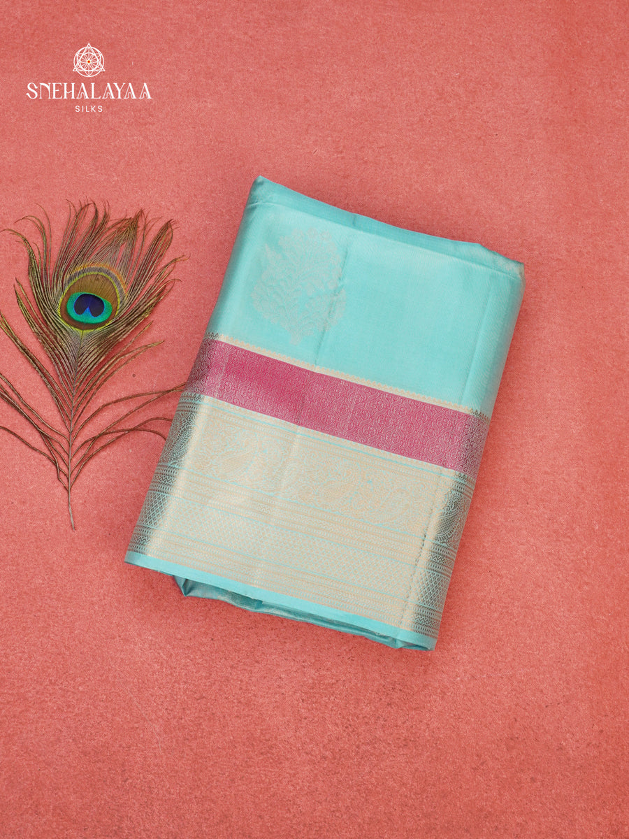 Ocean Blue Soft Silk Saree
