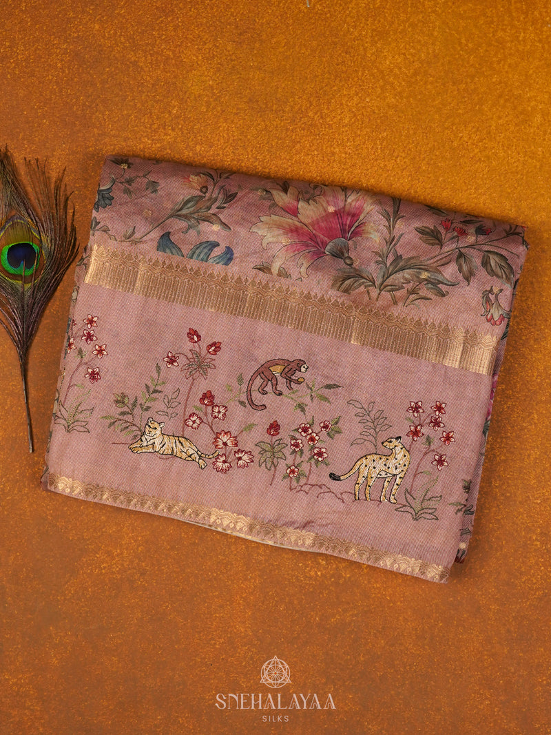 Brown Munga Tussar Saree