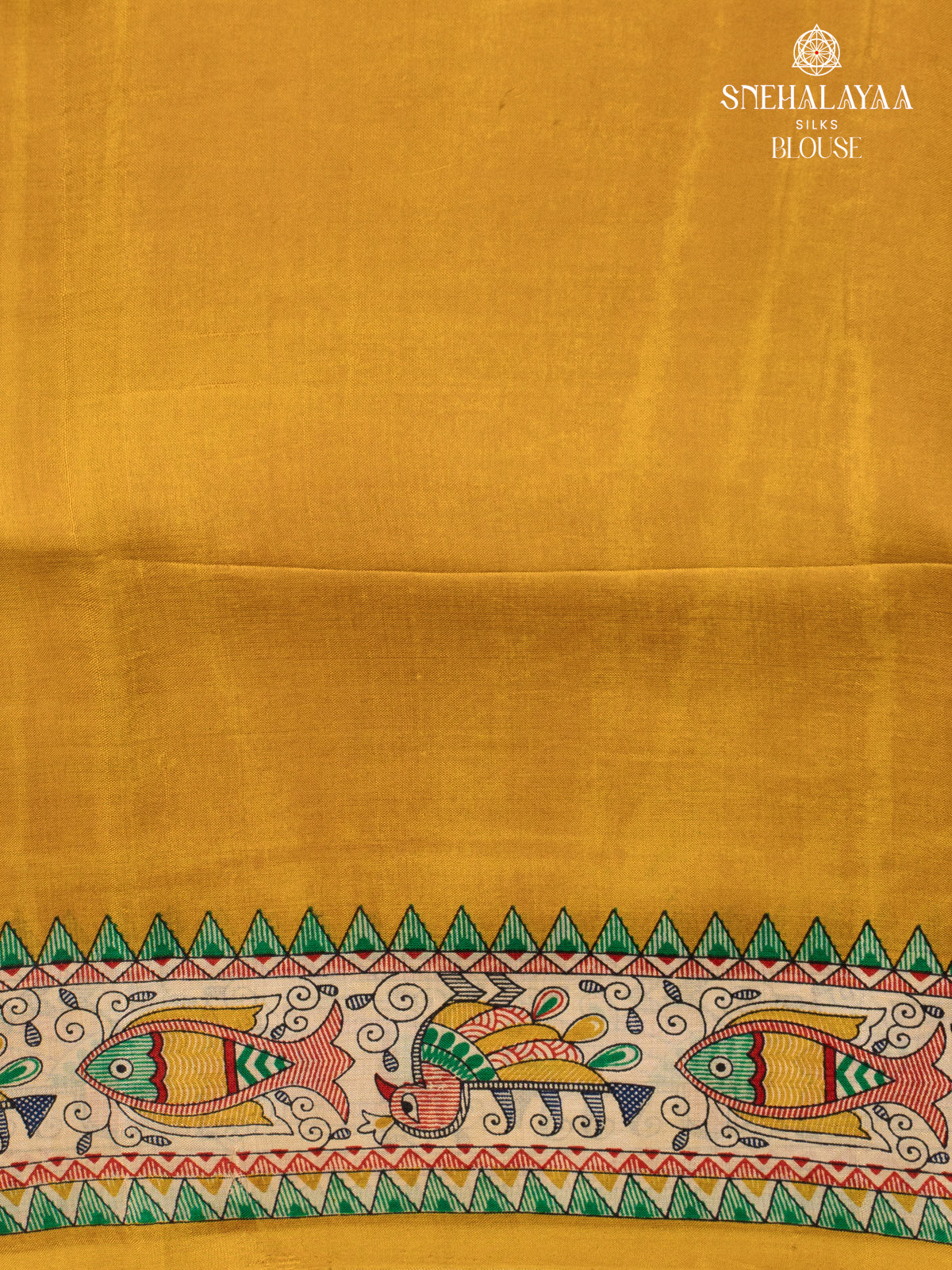Mustard Yellow Printed Tussar Saree