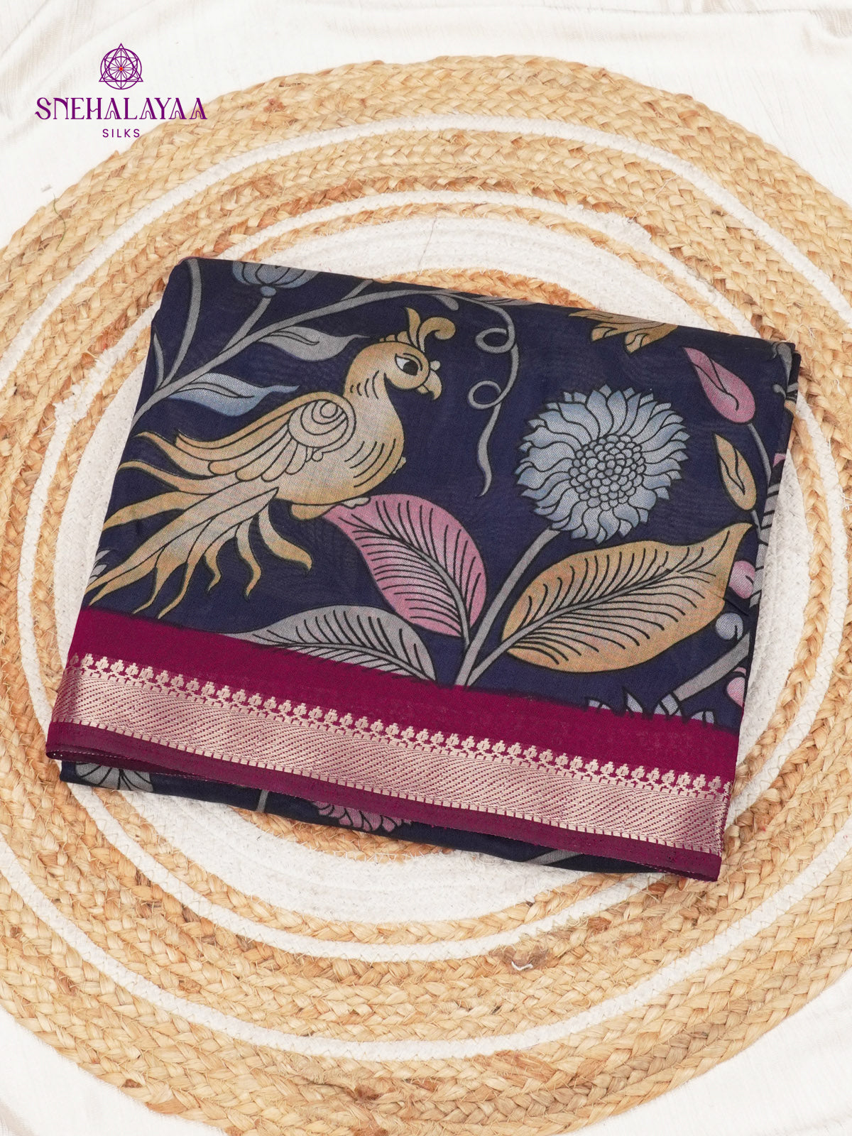 Navy Blue Chanderi Saree