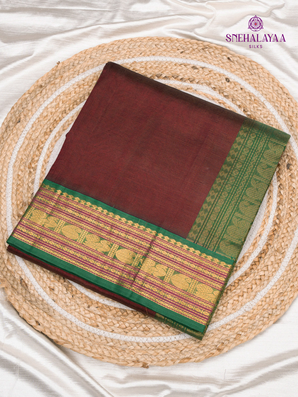 Brown Kanchi Silk Cotton Saree