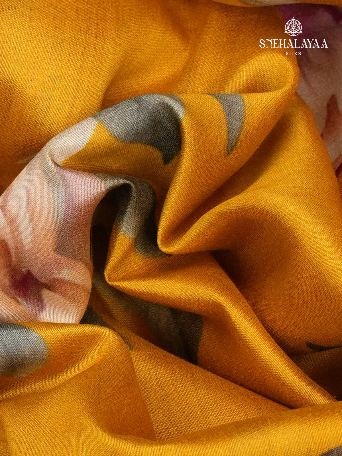 Mango Yellow Chiniya Silk Saree