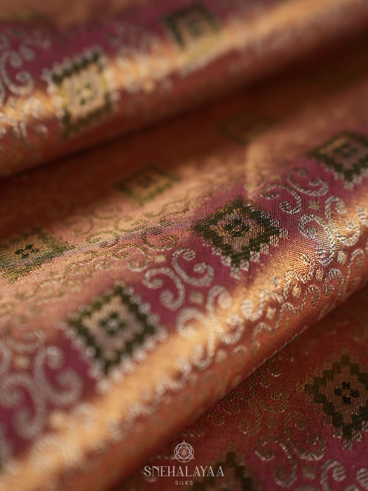 Peach Pink Kanjivaram Silk Saree