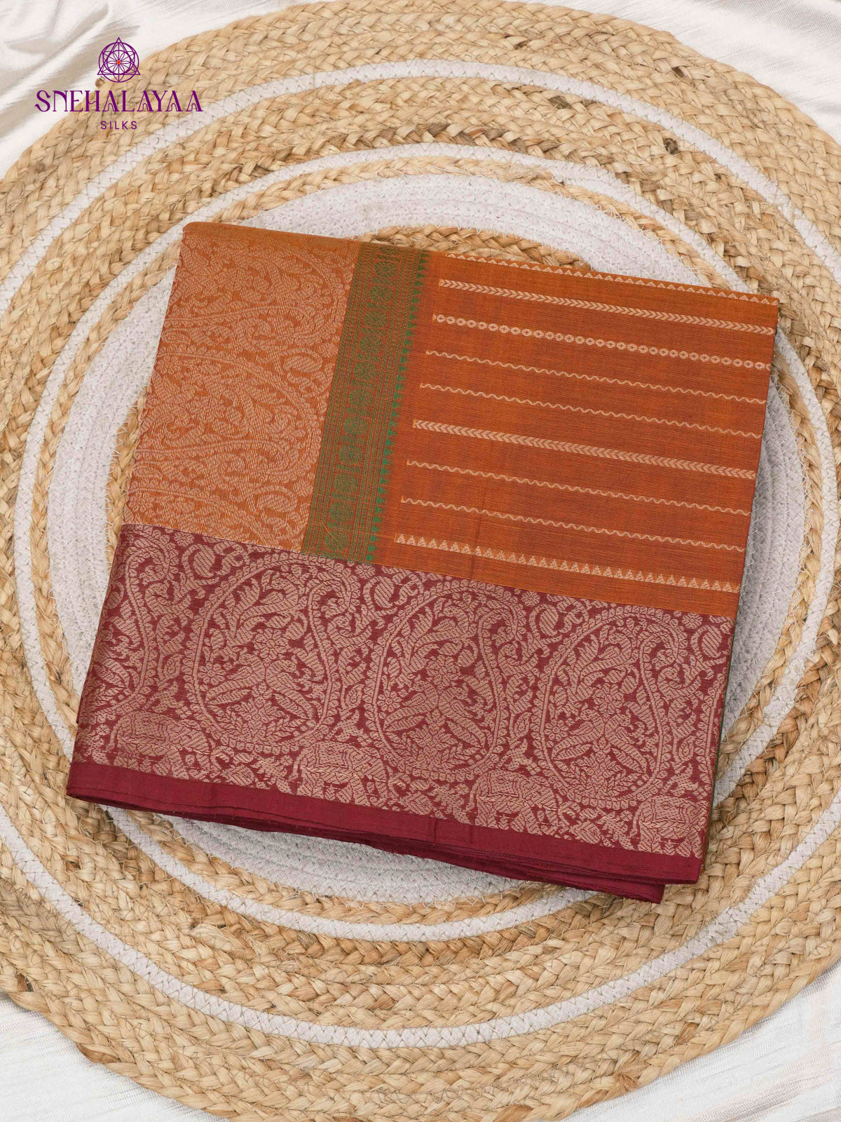 Orange Venkatagiri Cotton Saree