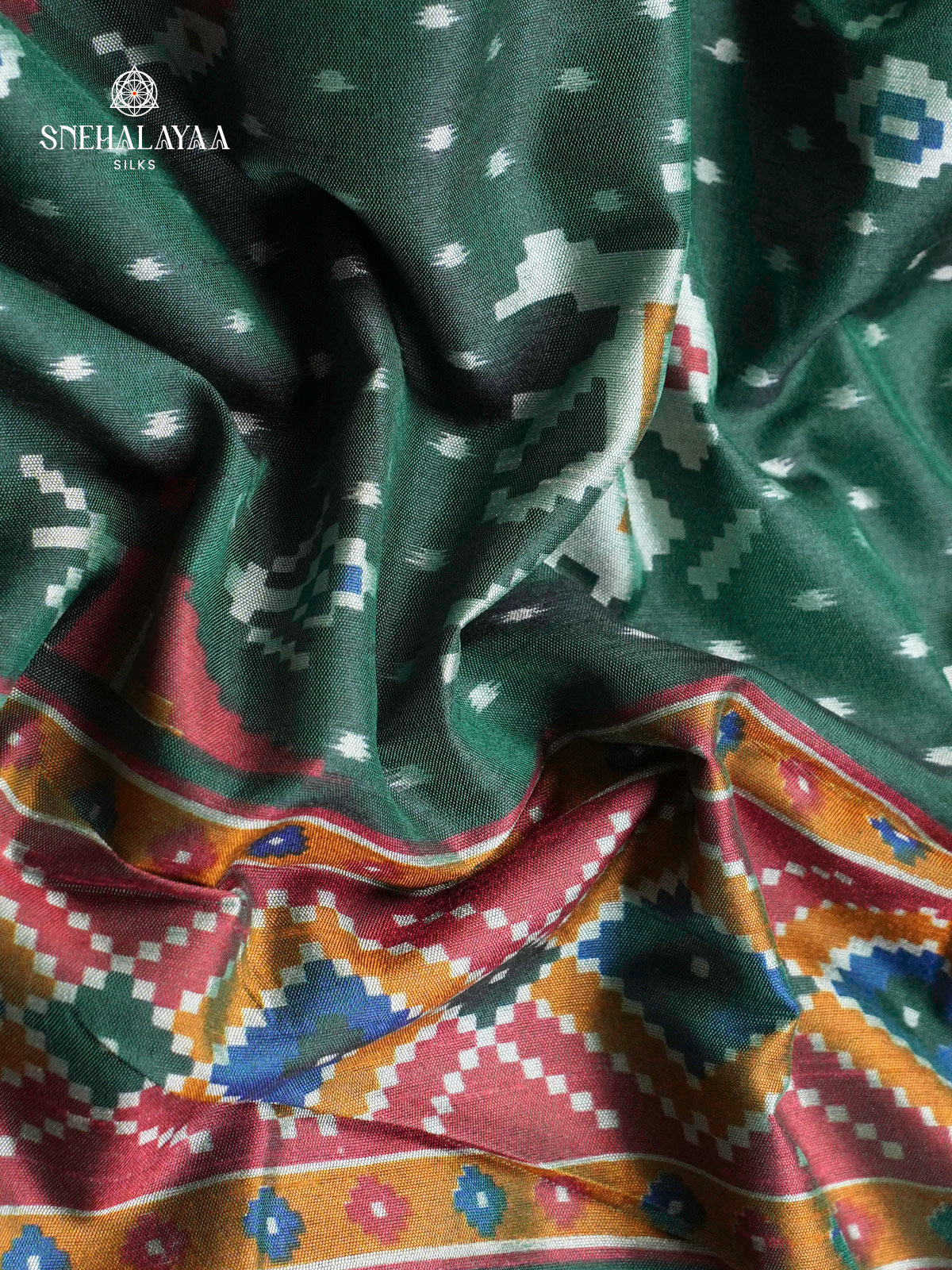 Emerald Green Ikat Saree