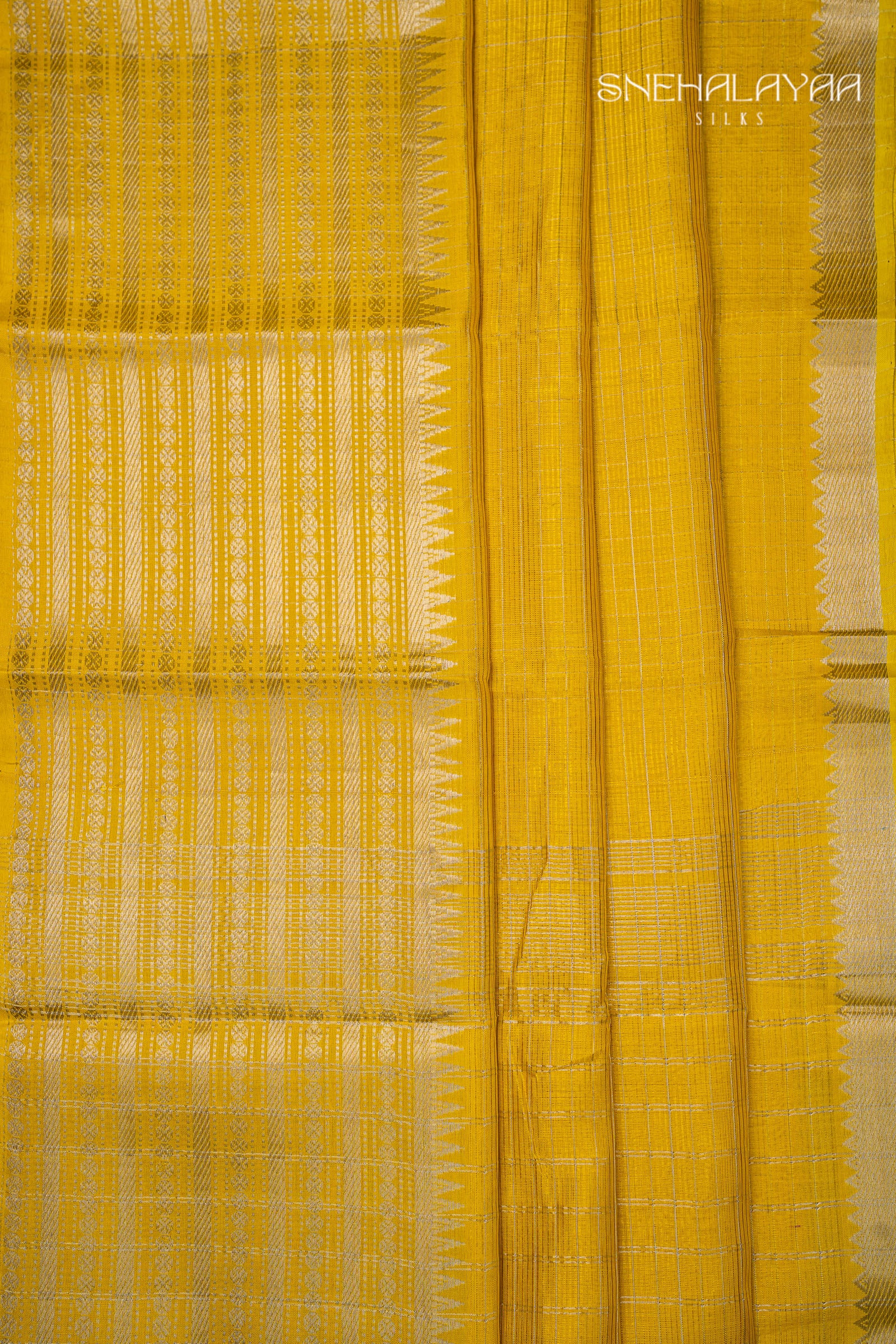 Mango Yellow Mangalgiri Silk Saree