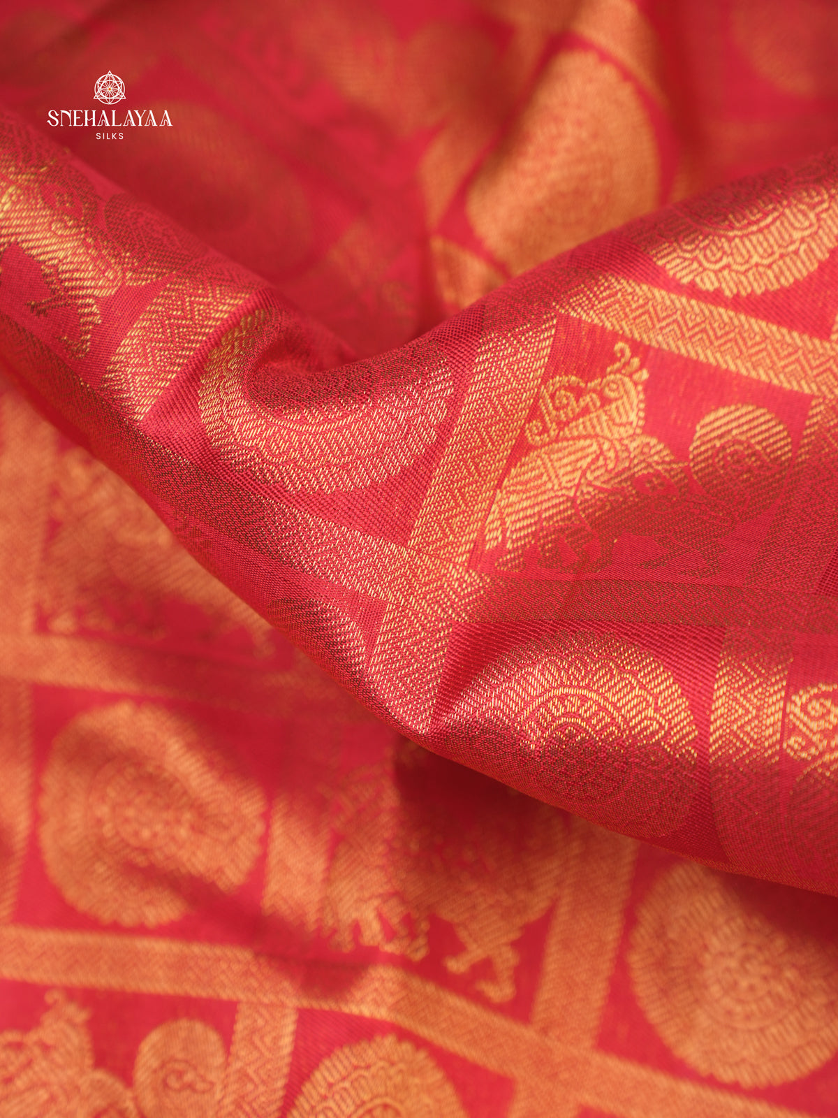 Rust Orange Kanjivaram Silk Saree
