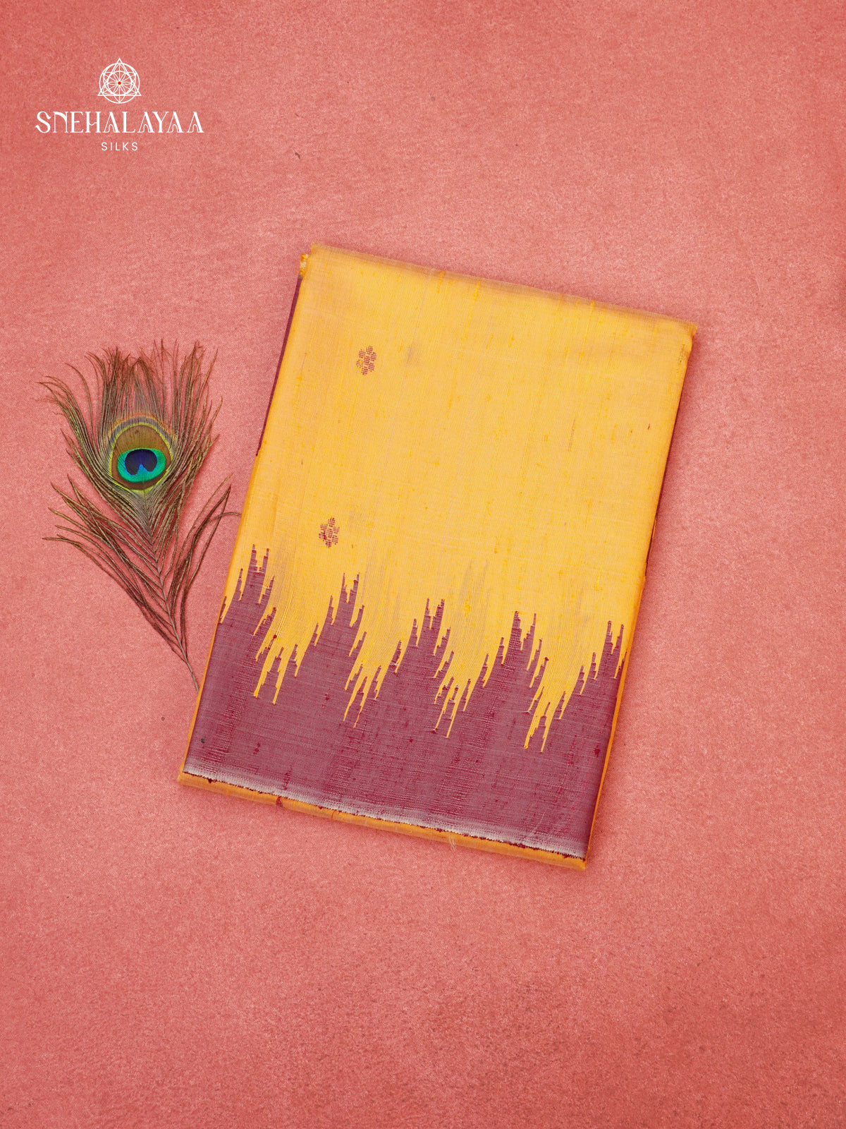 Mango Yellow Dupion Silk Saree