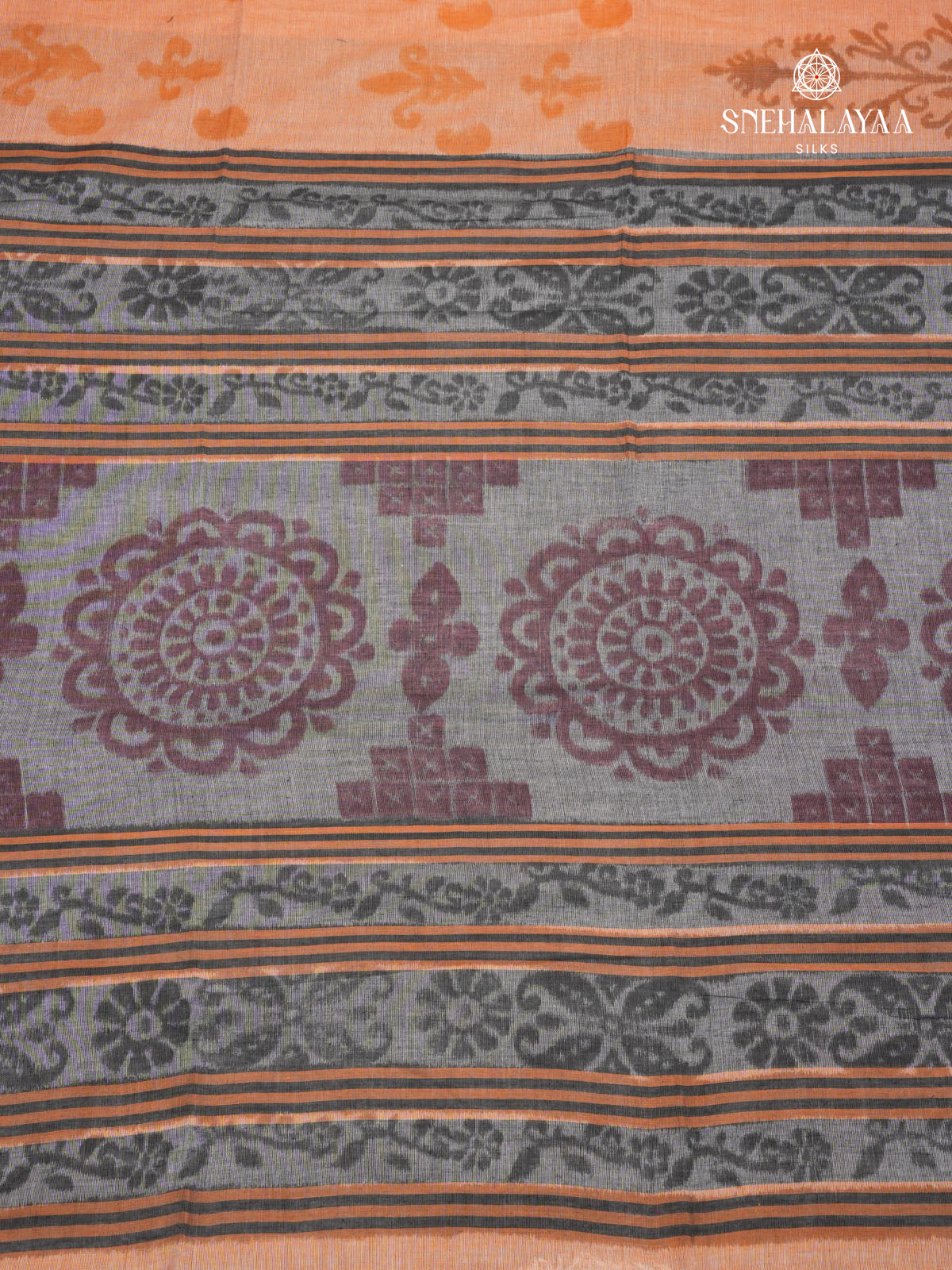 Orange Khadi Cotton Saree