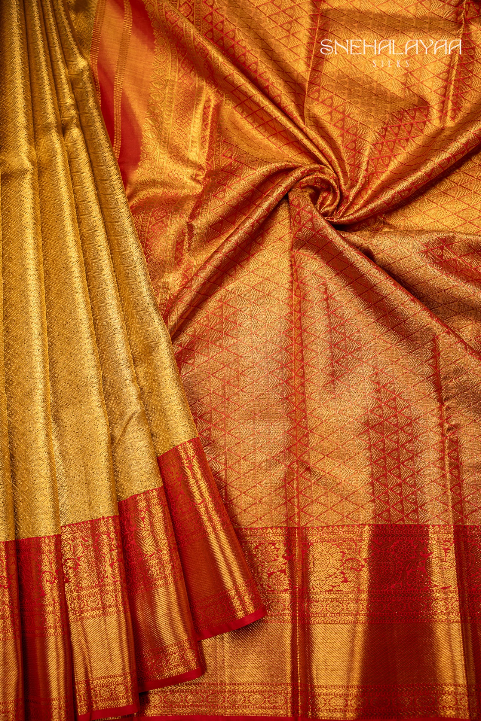 Gold Kancheevaram Silk Saree