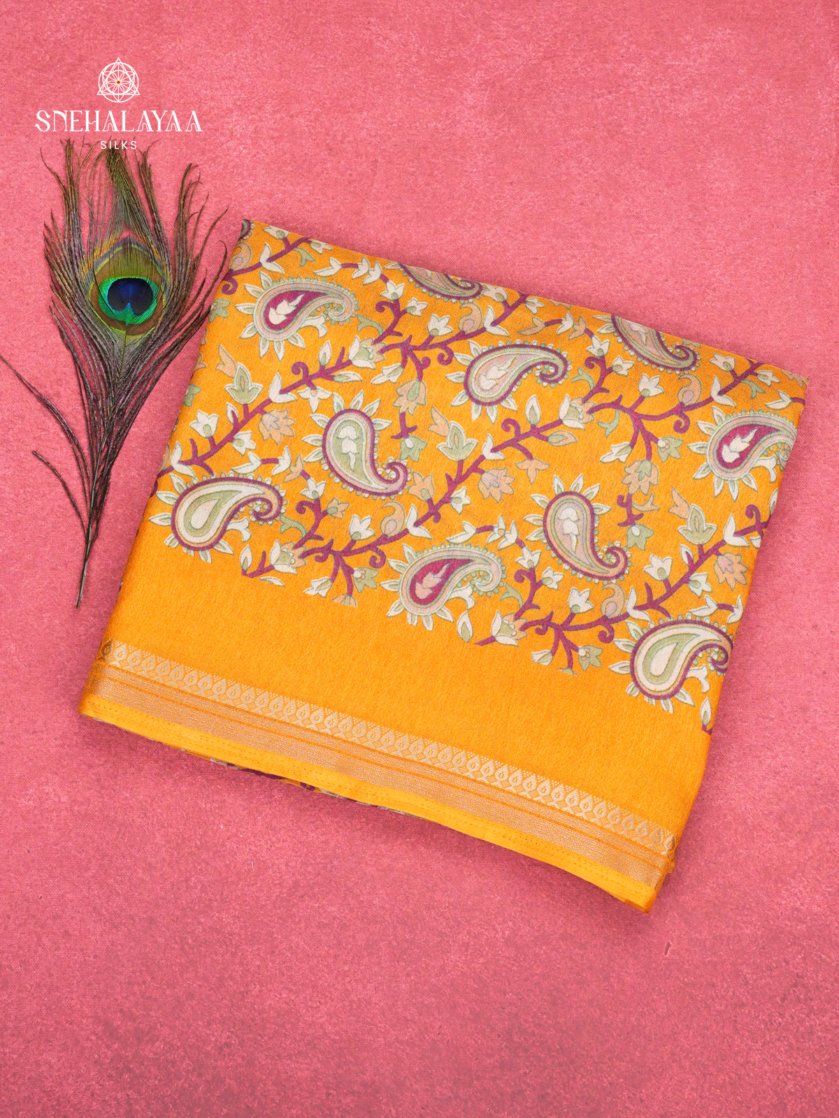 Mustard Yellow Chiffon Saree