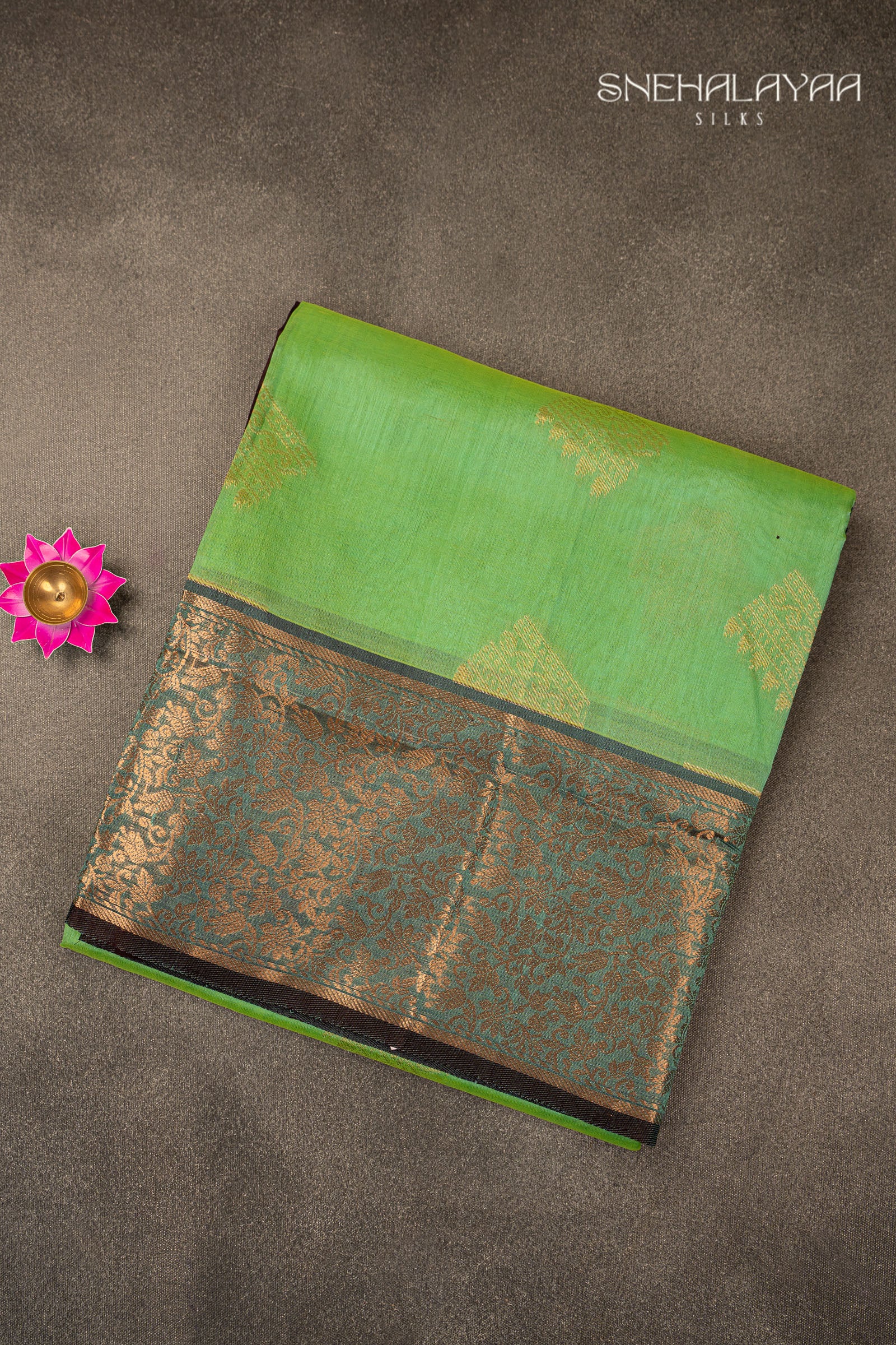 Parakeet Green Silk Cotton Saree