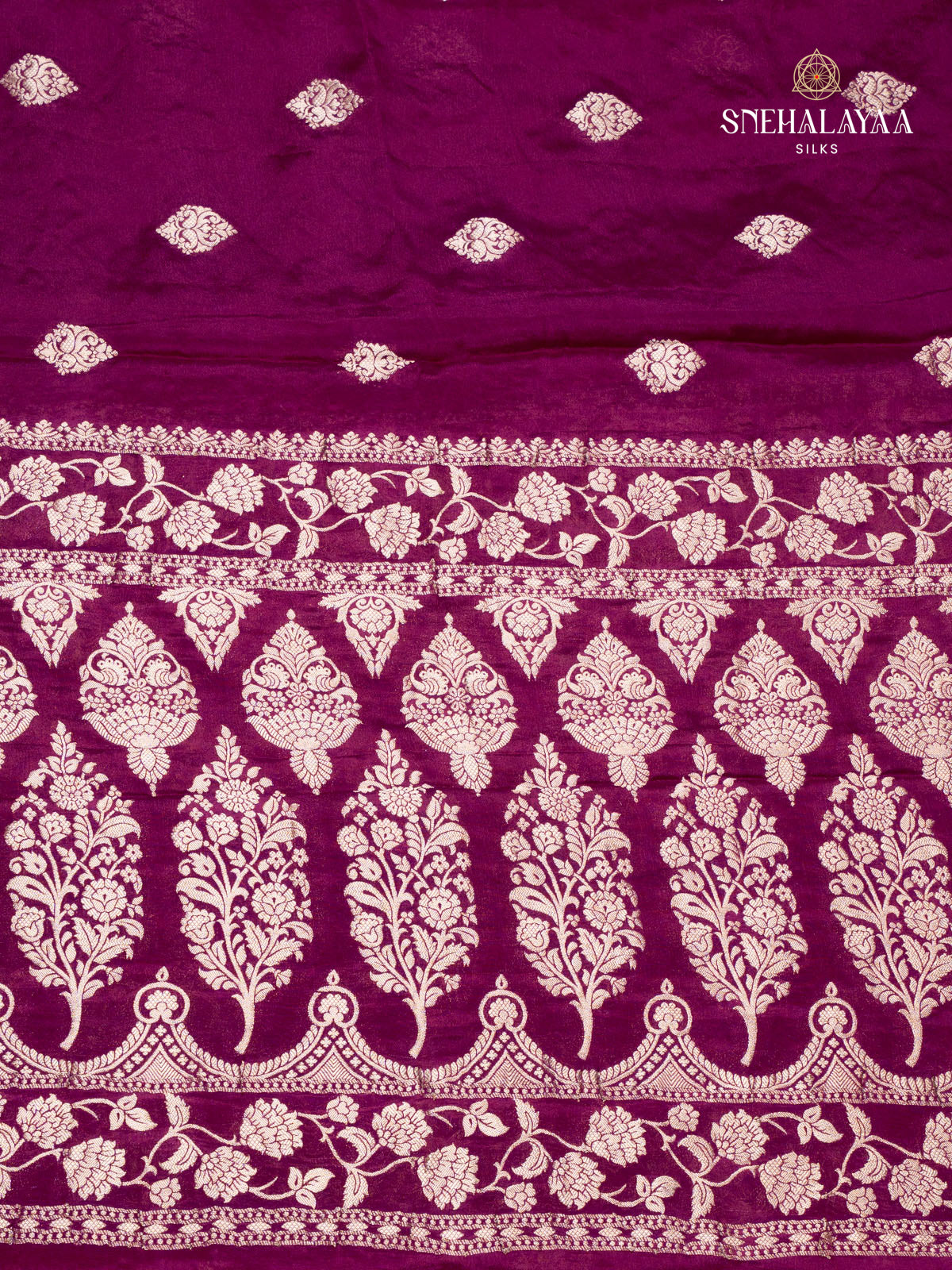 Violet Banaras Crepe Silk Saree
