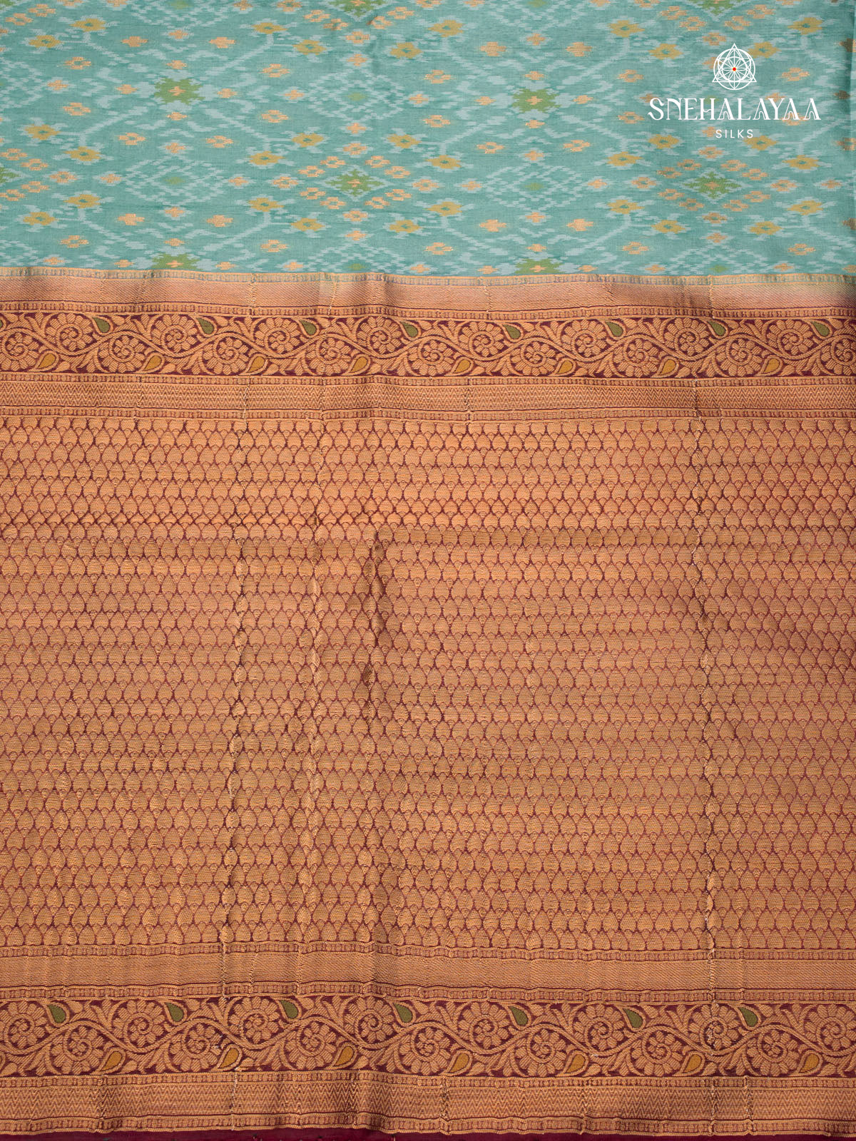 Pale Blue Ikat Silk Saree