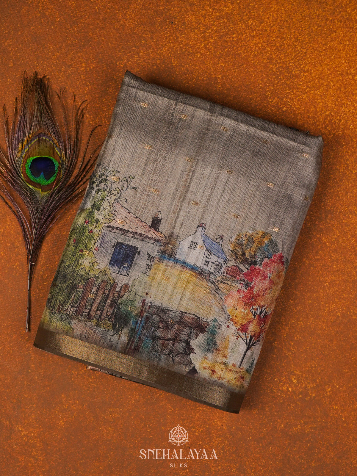 Olive Green Tussar Saree