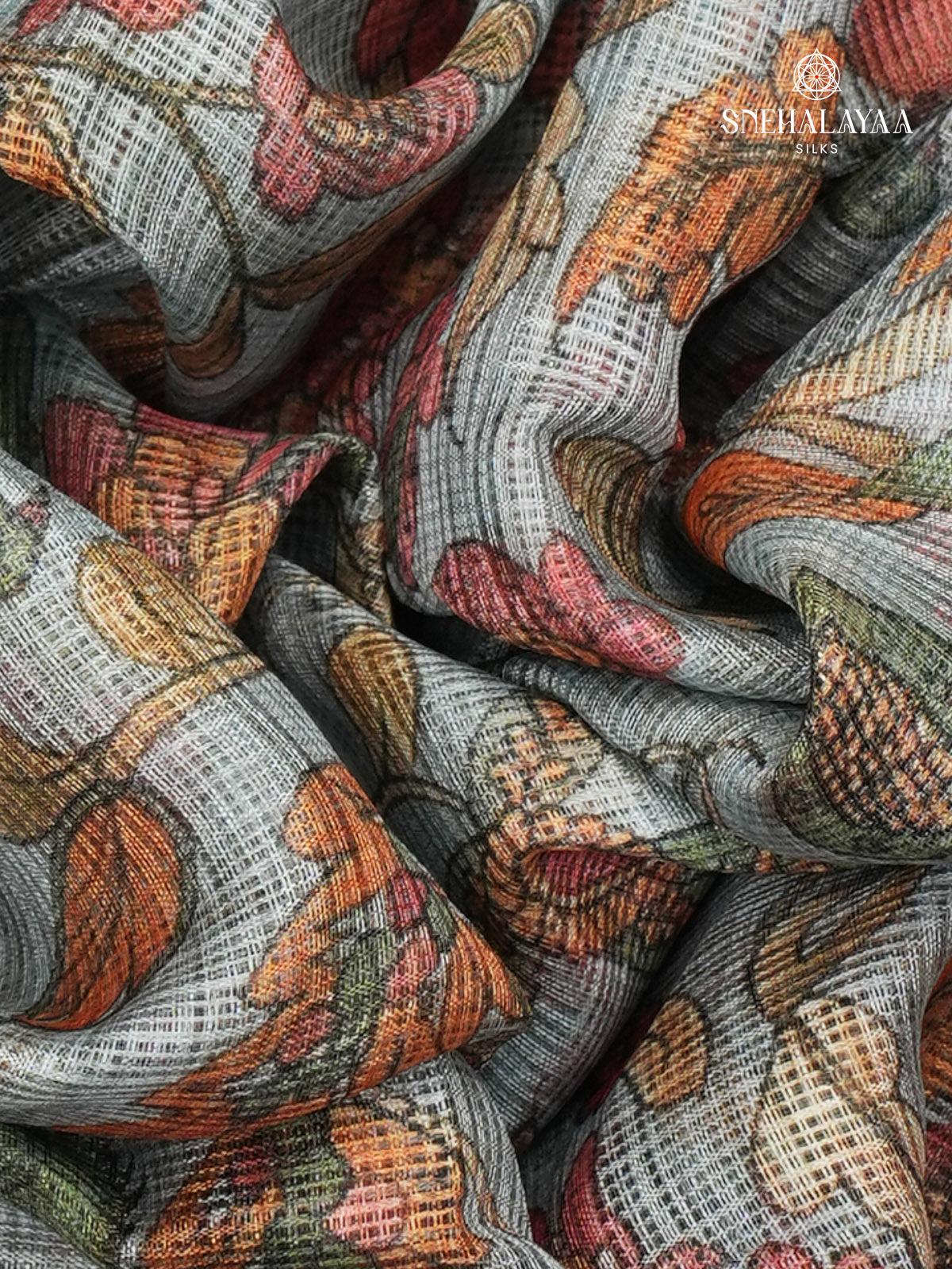 Blue Printed Kota Saree