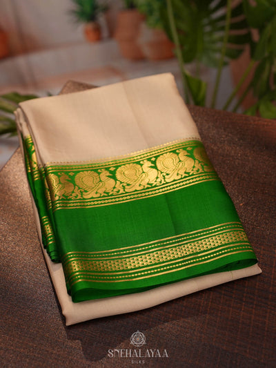 Beige Mysore Silk Saree