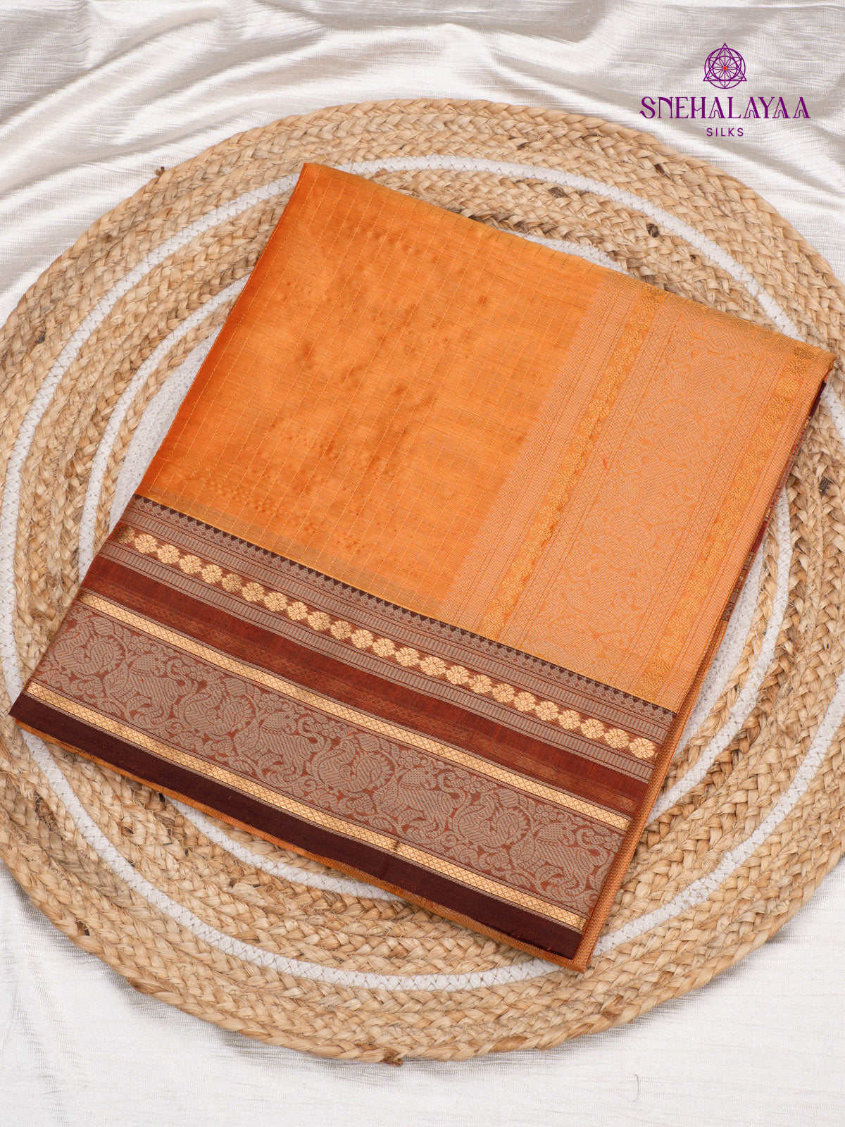 Orange Tissue Silk Cotton Saree