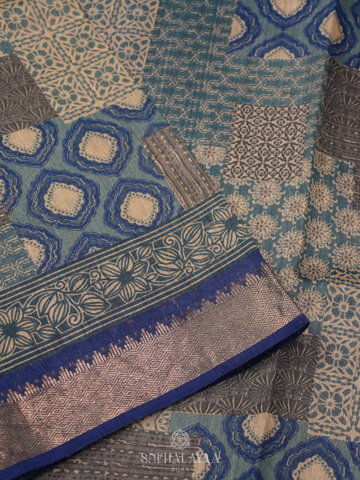 Blue Chanderi Saree