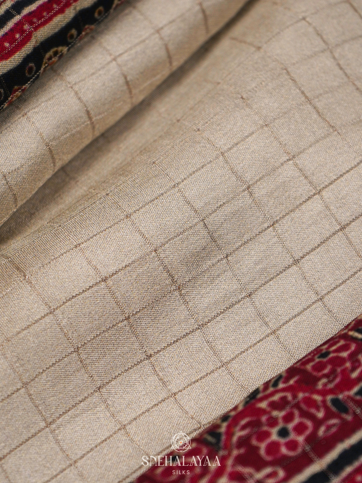 Cream Banaras Crepe Saree with Magenta Border