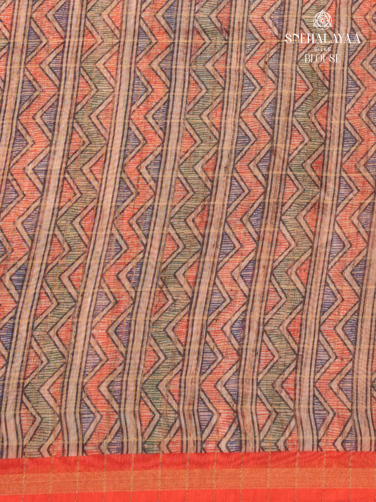 Orange Madhubani Saree