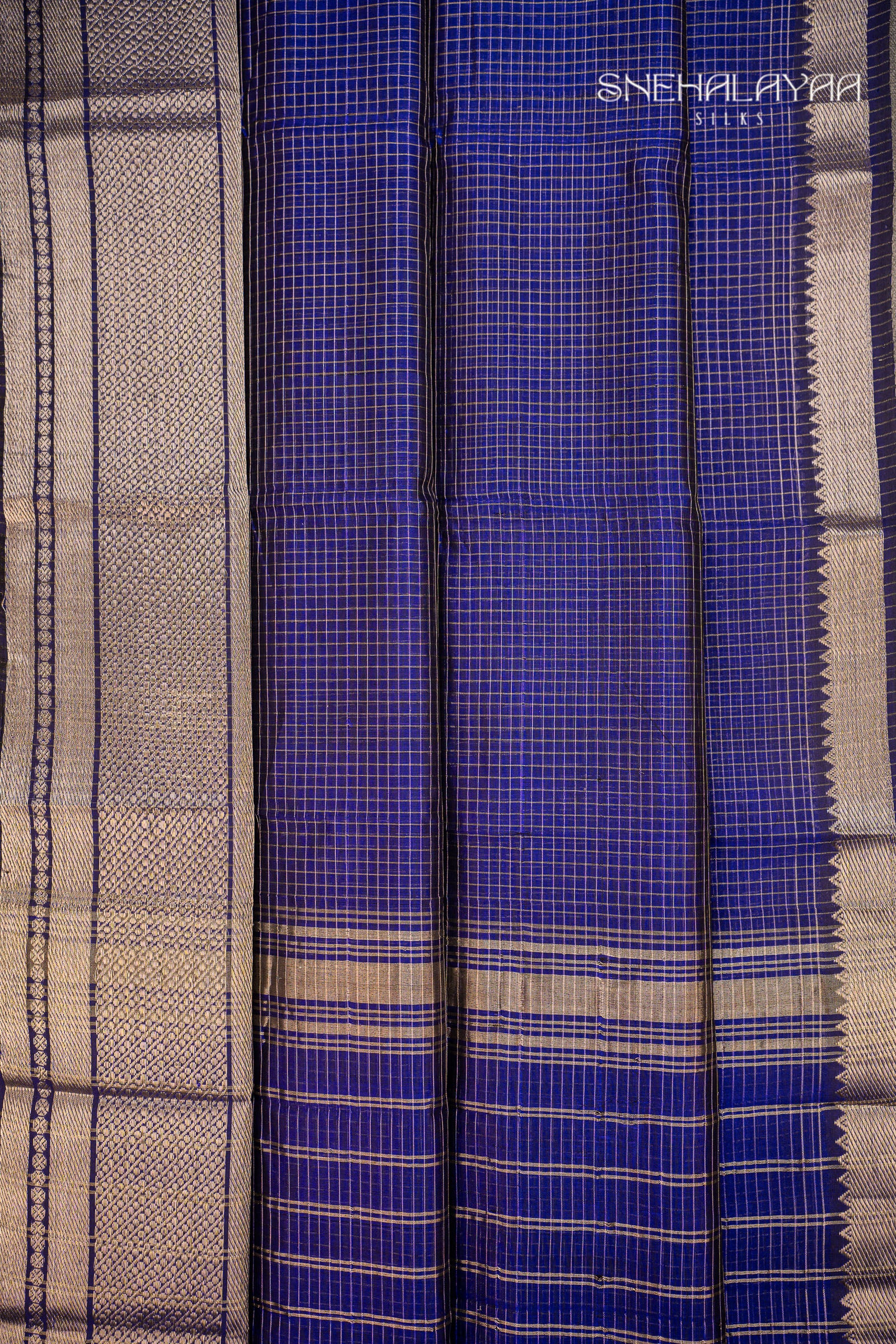 Azure Blue Mangalgiri Silk Saree