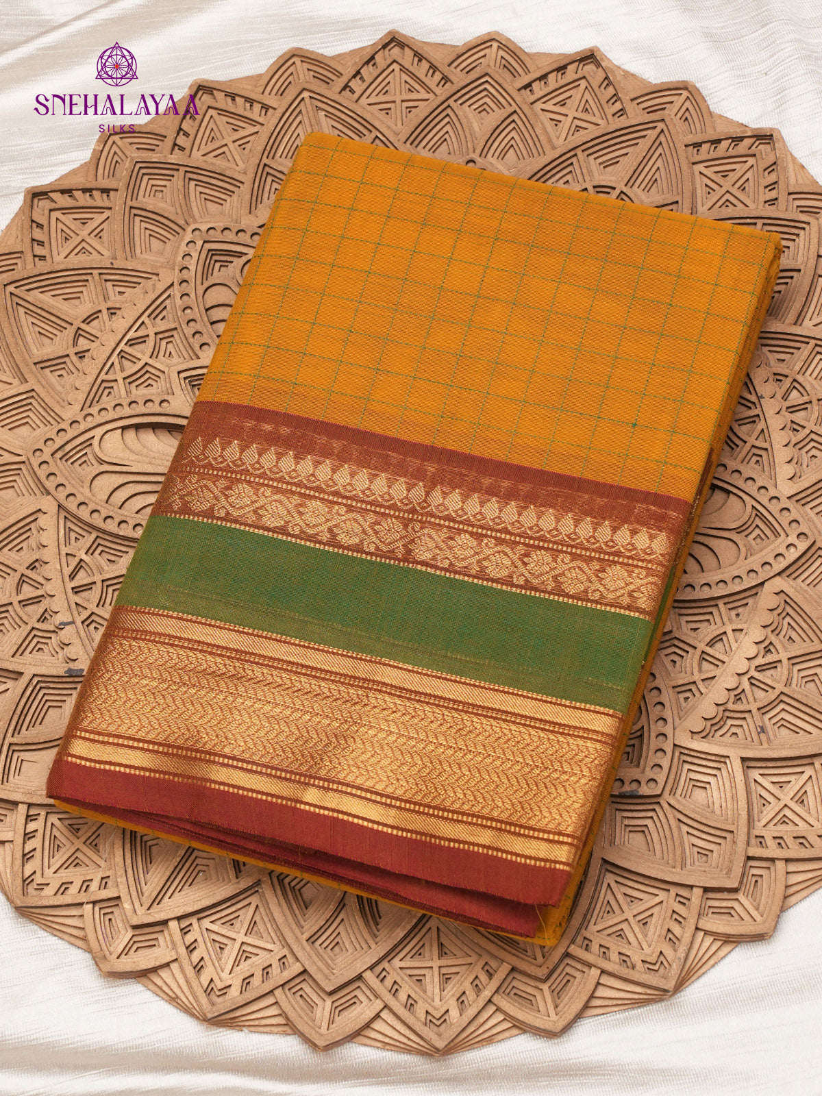 Mustard Yellow Kanchi Cotton Saree