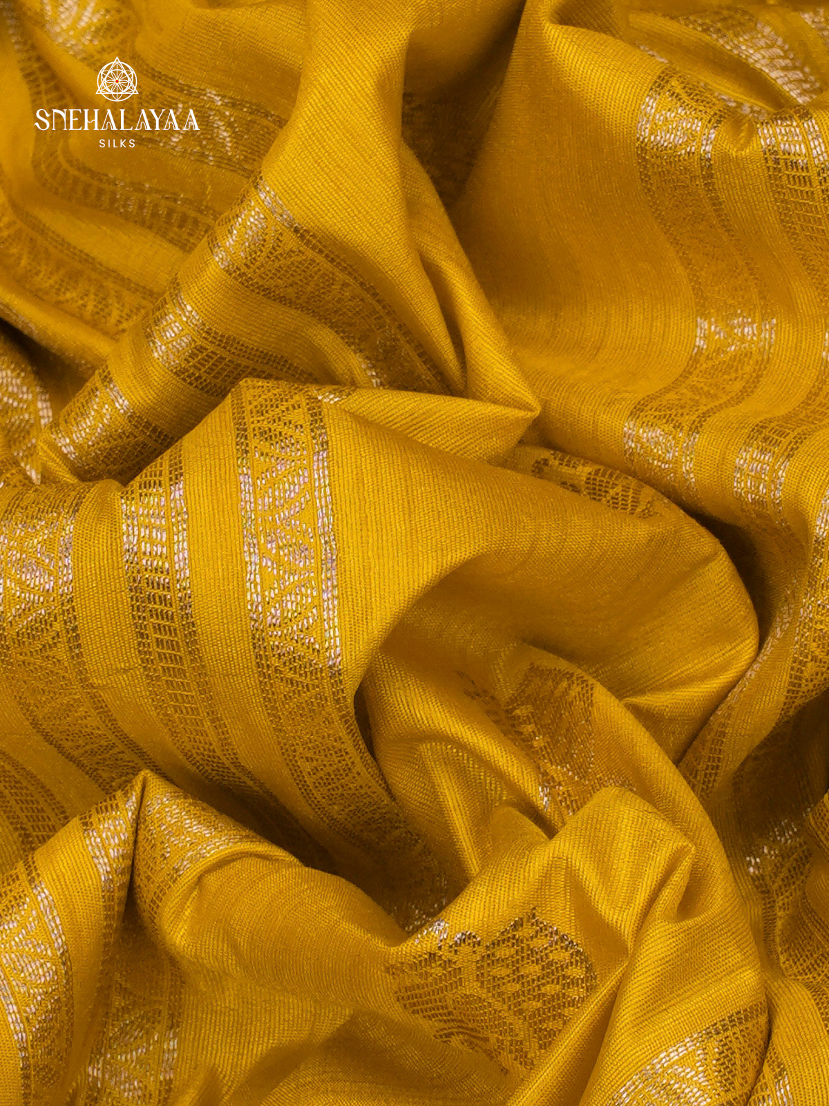 Mango Yellow Banaras Dola Silk Saree