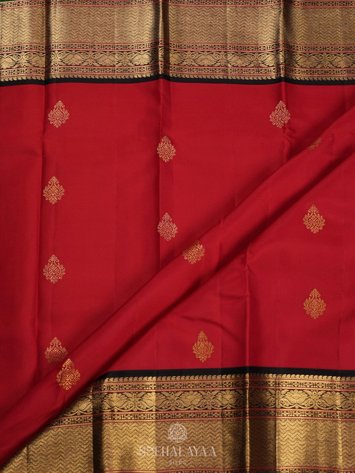 Tomato Red Kanjivaram Silk Saree
