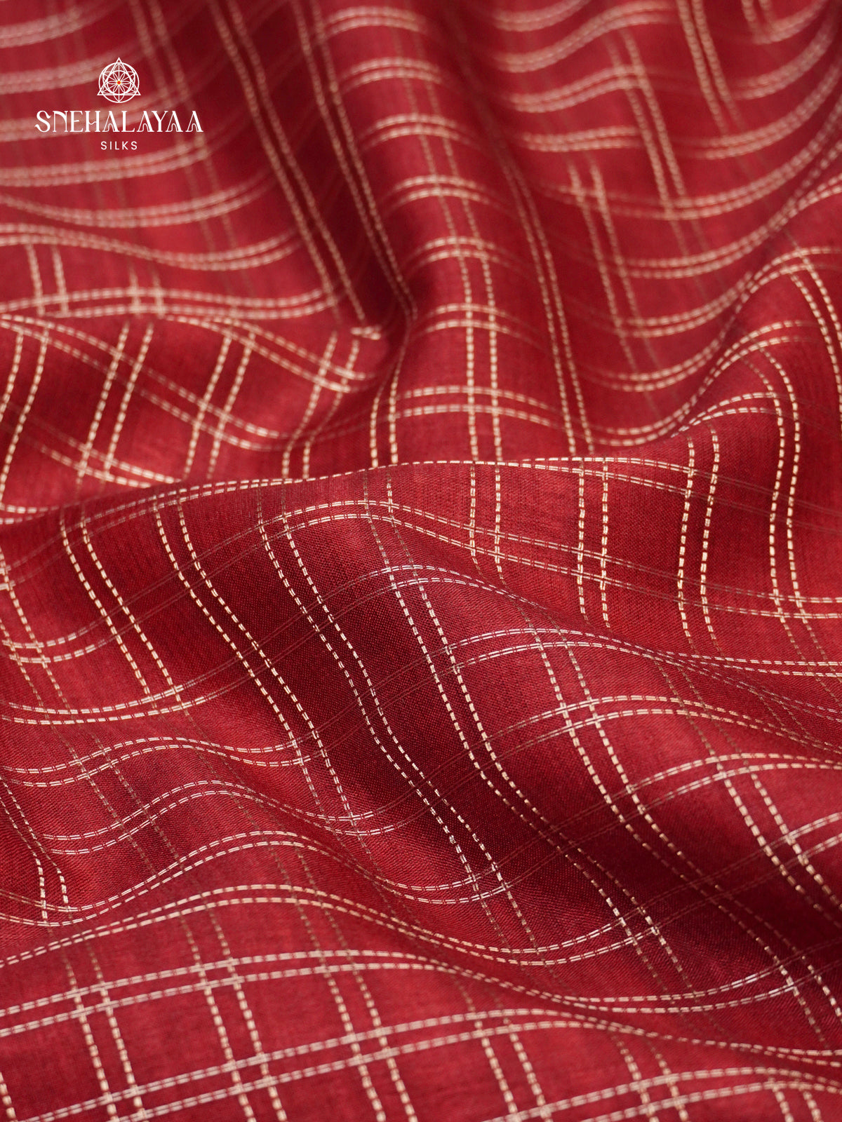 Red Munga Tussar Embroidery Saree