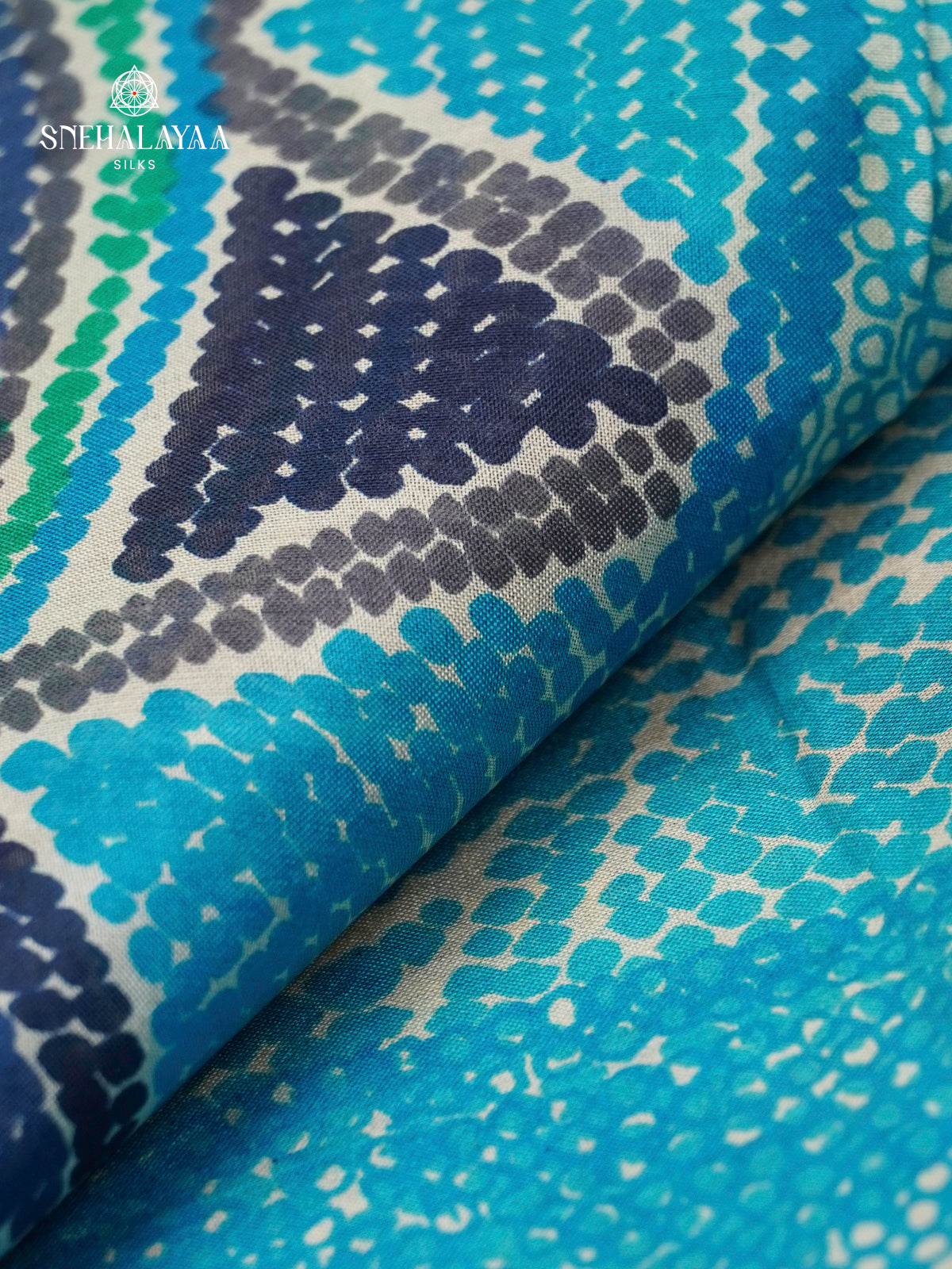 Sky Blue Printed Saree