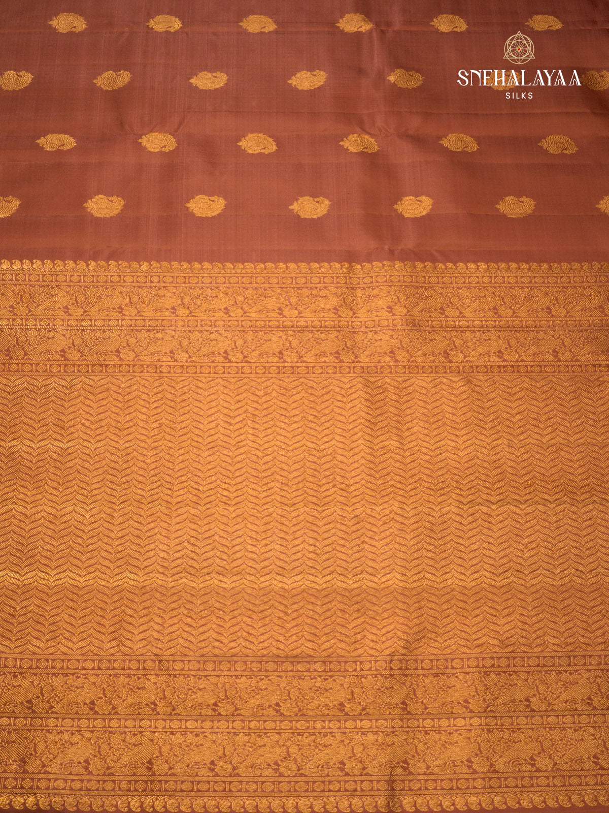 Rust Brown Kanjivaram Silk Saree