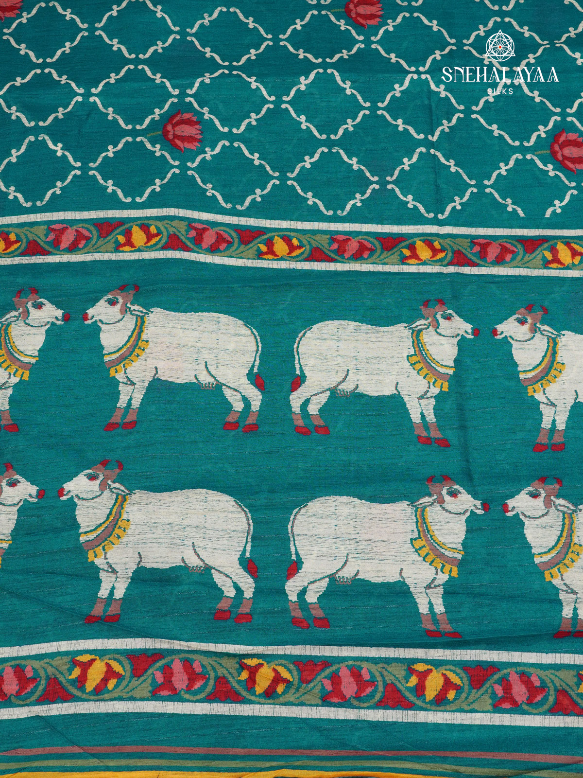 Peacock Blue Dola Silk Saree