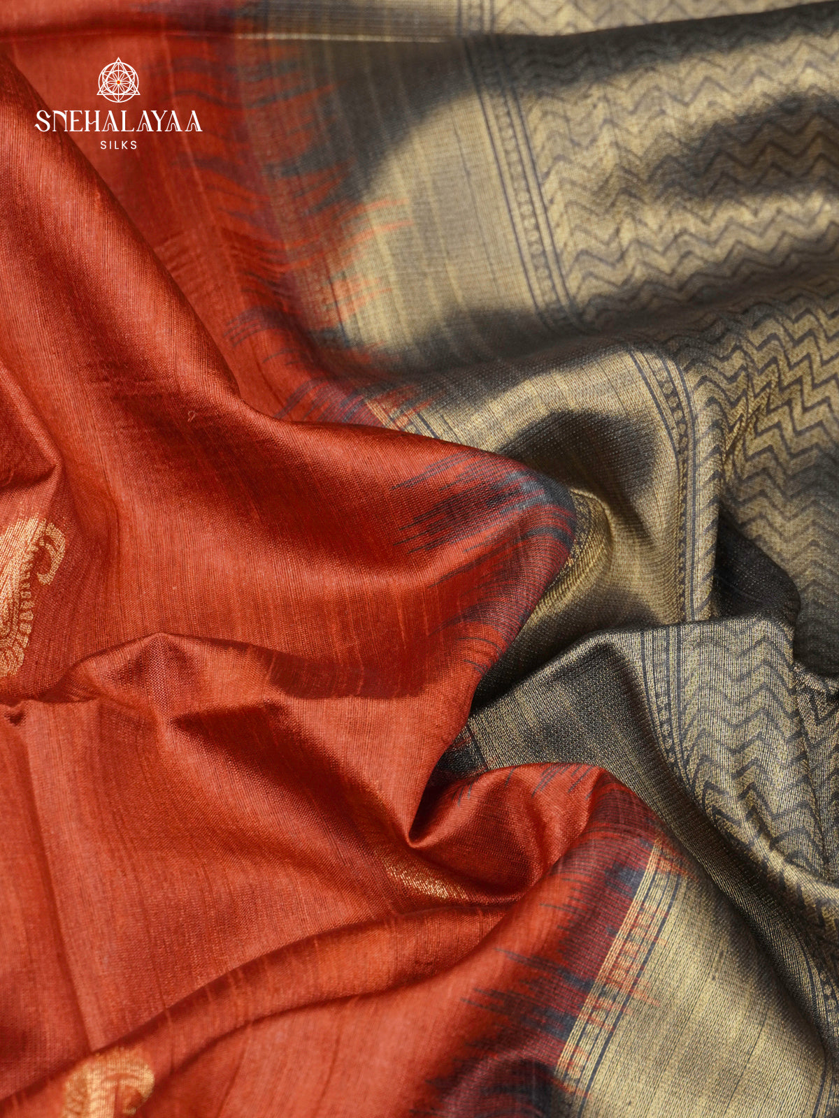 Rust Orange Jute Saree