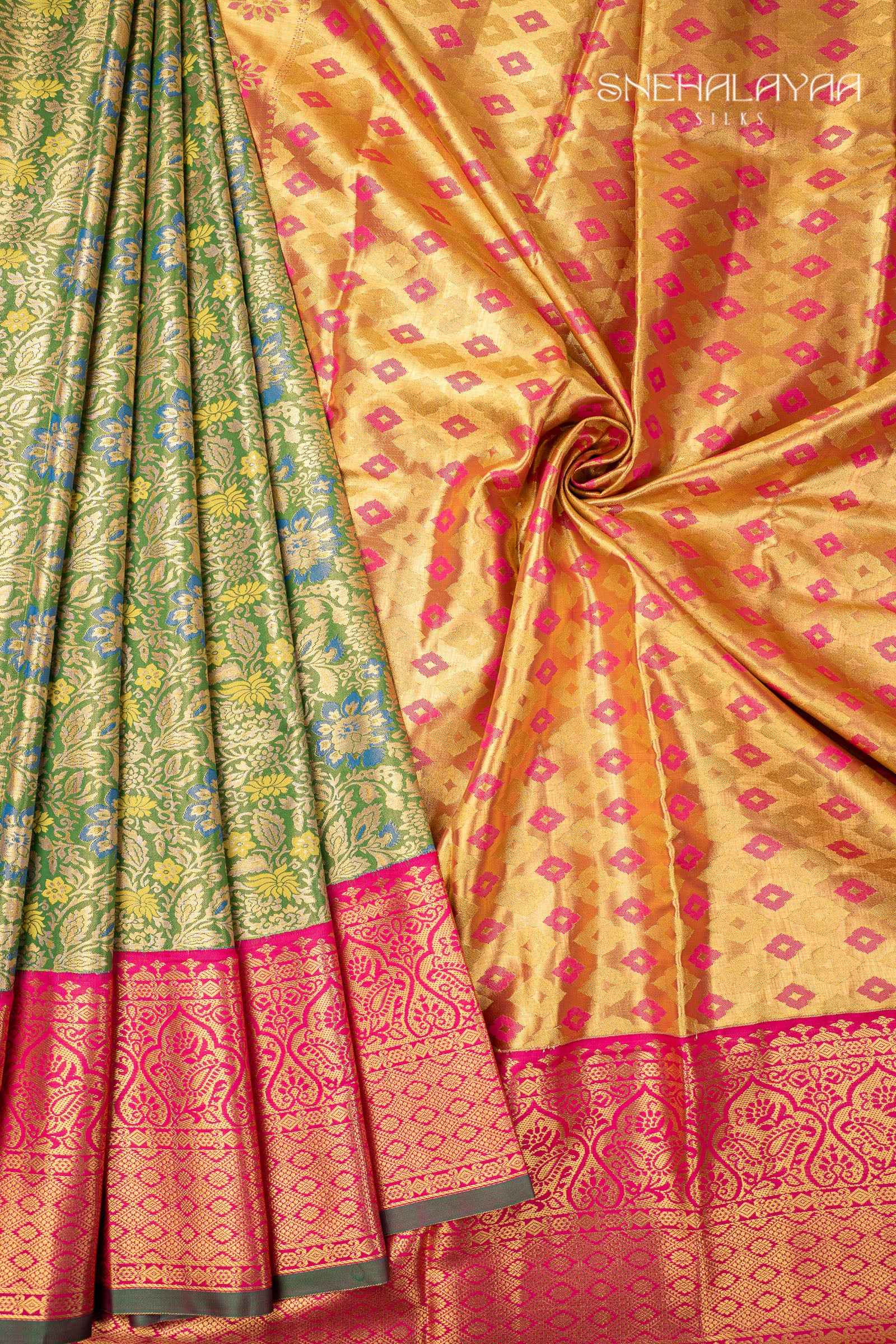 Pear Green Art Silk Saree