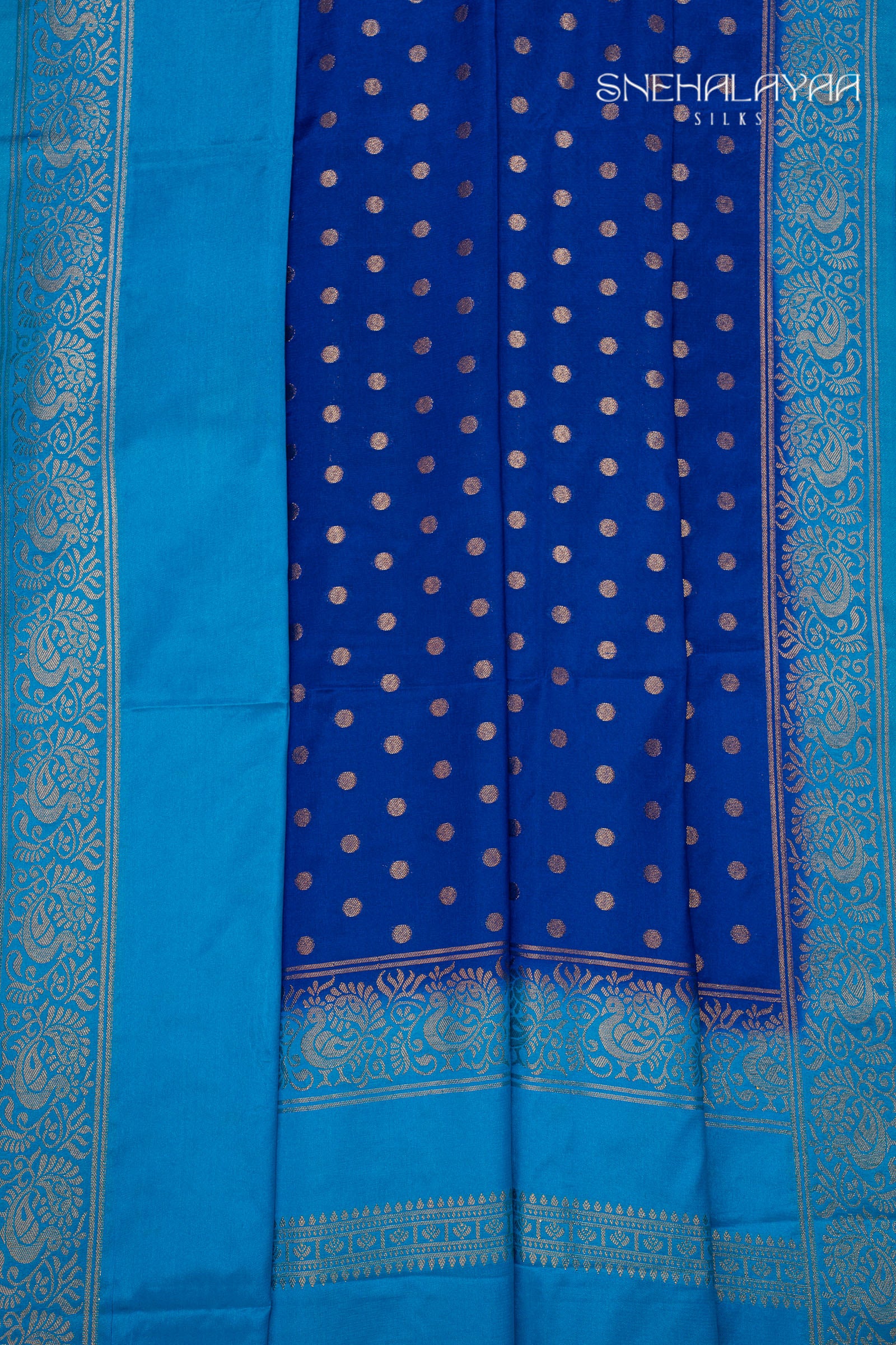 Azure Blue Semi Mysore Silk Saree