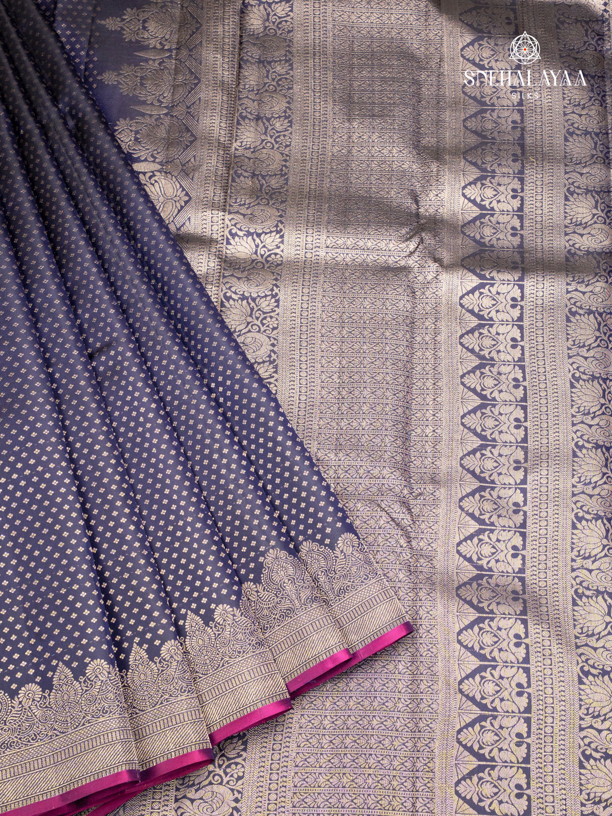 Navy Blue Kanjivaram Silk Saree
