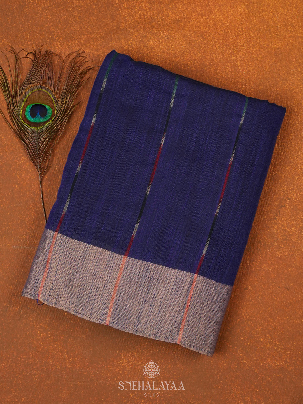 Navy Blue Sambalpuri Cotton Saree